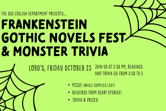 Flyer for event with spider webs and spooky colors