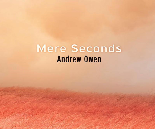 Mere Seconds exhibition flyer depicting an orange wildfire sky