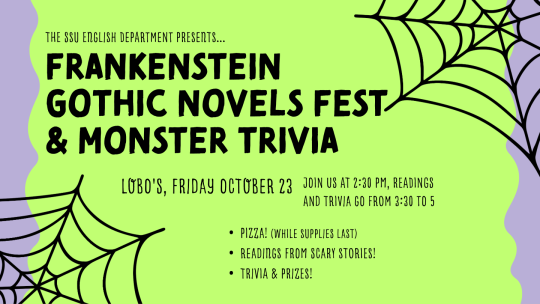 Flyer for event with spider webs and spooky colors