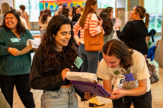 Sociology students interacting at an event
