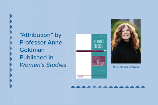 Picture of Professor Anne Goldman next to cover of Women's Studies