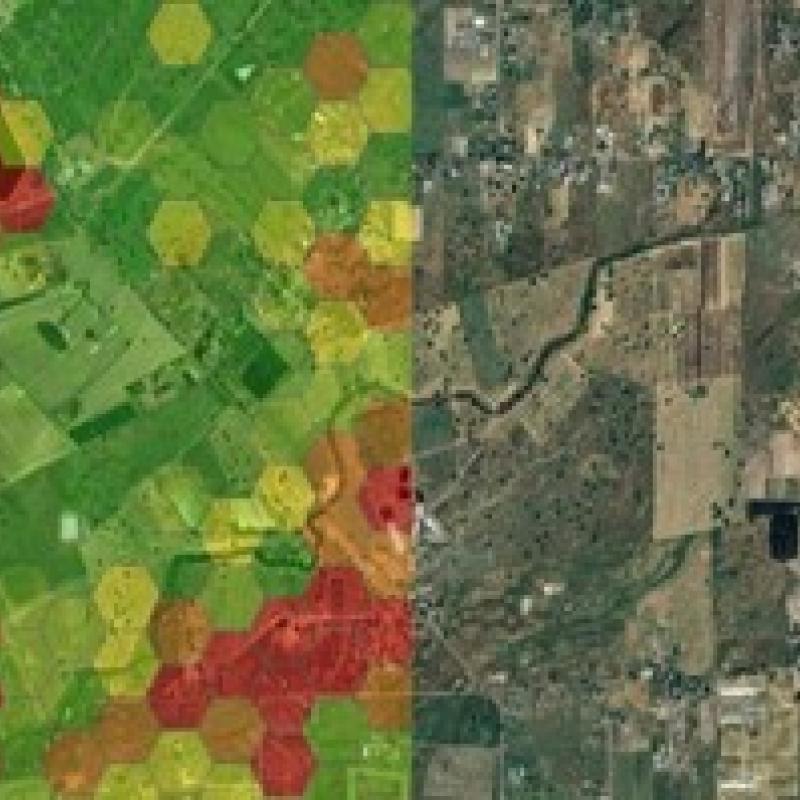 Heat map and satellite map side by side