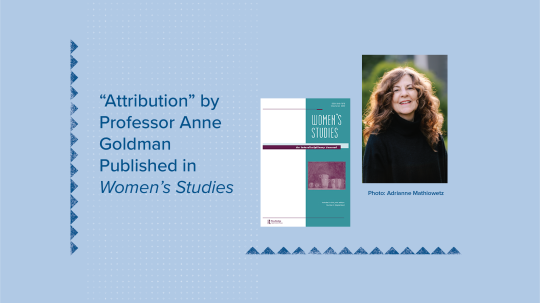 Picture of Professor Anne Goldman next to cover of Women's Studies