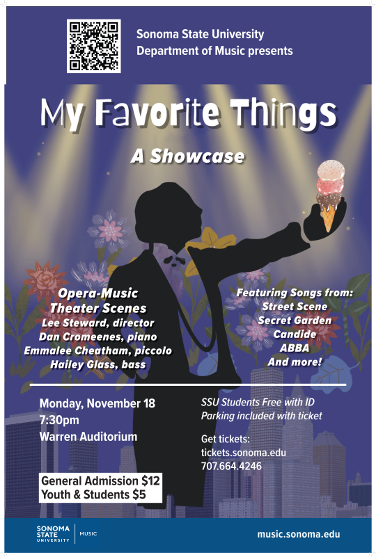 My Favorite Things: A Showcase Poster reading "My Favorite Things: A showcase"